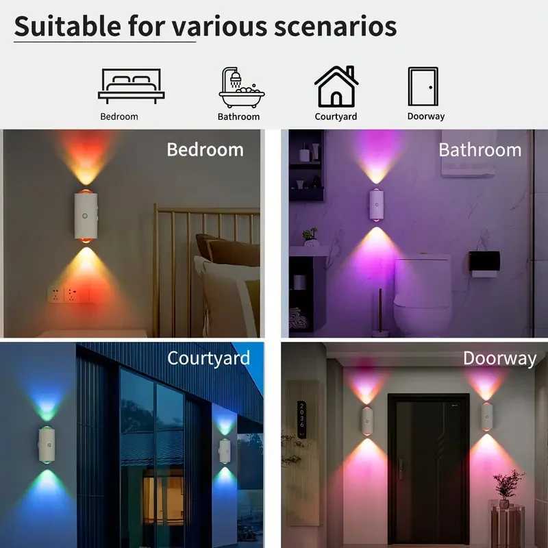 Motion Sensor Wall Light with 7 Colors Wireless Wall Lamp LED Indoor Up and Down Wall Sconce Portable Night Lights for BedroomXJ250526