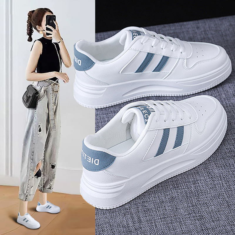 Ddmytiger Ins Little White Student Korean Women S Trendy Spring New Thick Soled Height Increasing Breathable Casual Shoes Street Shot QR Outdoor Shoes