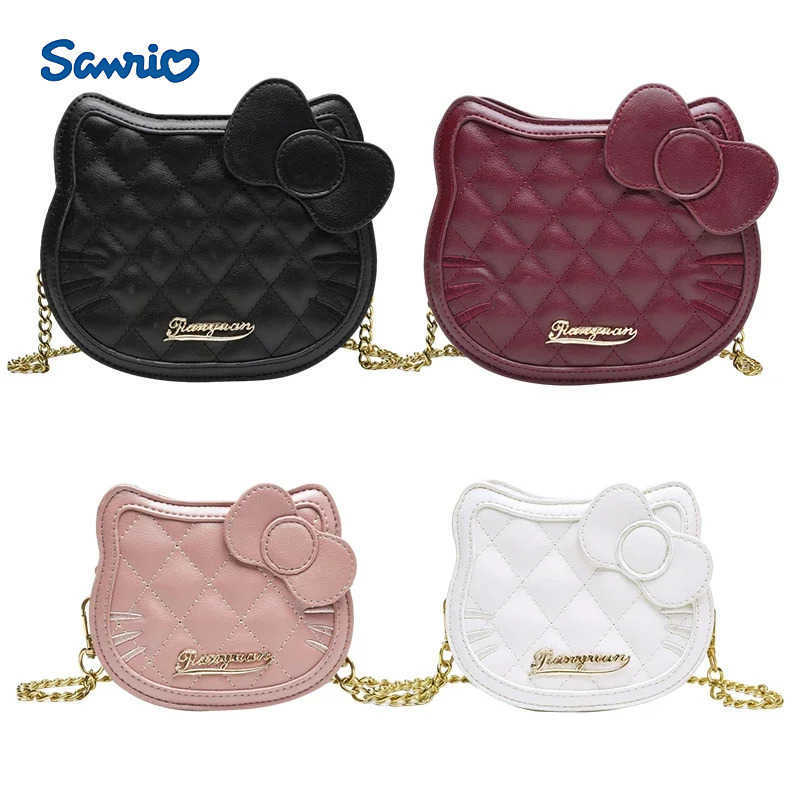 Sanrio Sanrioed Hello Kitty Shoulder Bag Fashionable Wallet Cartoon Purses Handbags Simple Rhombic Trendy Birthday Christmas Giftw250602