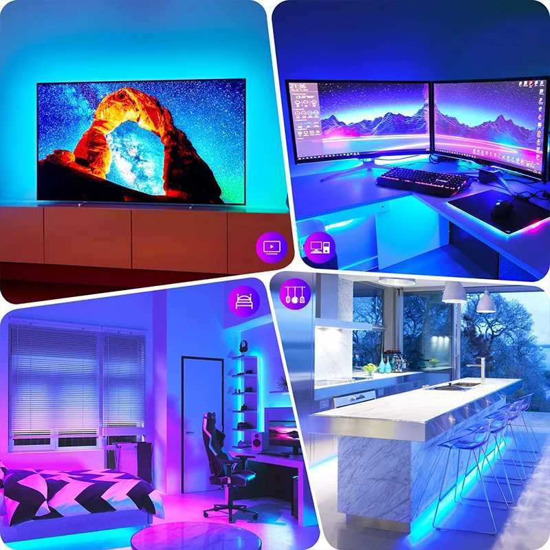 USB LED Strip Lights RGB LED Light Smart APP Control for TV Backlight Christmas Party Home Decor Lighting Ribbon Tape for Room W250526