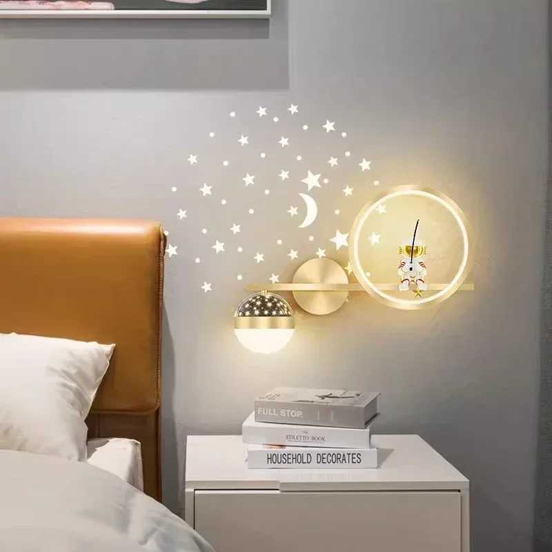 Childrens Room Bedside Creative Astronaut LED Wall Lamp Night Light Space Decor Living Room Bedroom Background Wall LightingXJ250526