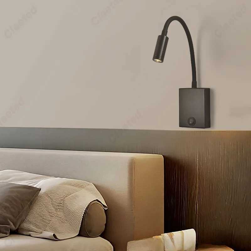 LED Flexible Gooseneck Wall Lamp USB with Switch Adjustable Angle Bedroom Bedside Wall Lamp Corridor Decorative Lighting FixtureXJ250526