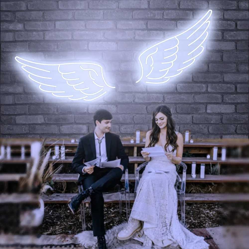 Angel Wings LED Neon Sign Model Props Glowing Acrylic Wall Art Light Decoration Home Party Artwork Wedding Night Light Birthday W250526