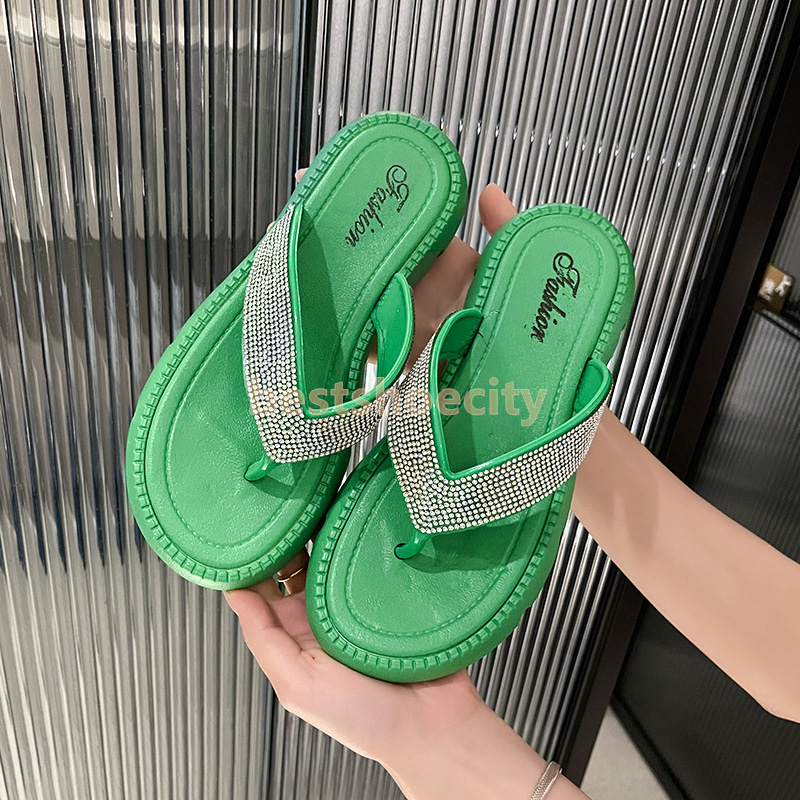 designer sandals rhinestone shimmer slides womens slippers casual fashion luxury flats heels sliders summer soft comfortable platform mules slipper si