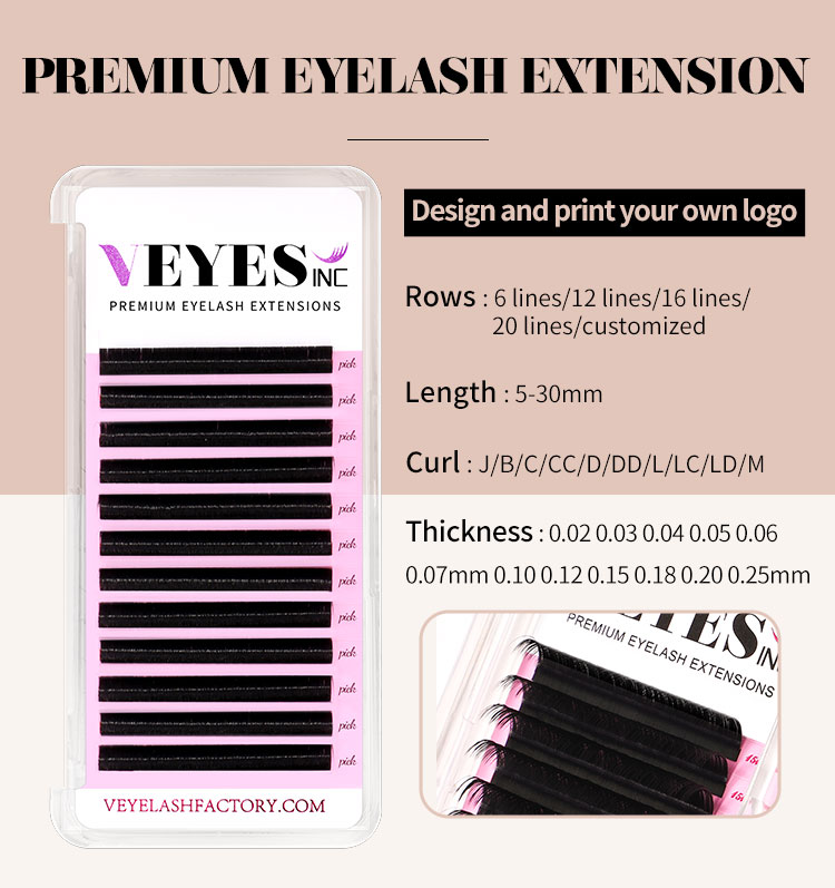 Veyes Inc Matte Black Silk Eyelash Extensions - Variety of Curls (JBLCD) with Sizes from 0.03-0.20 mm | Mix & Match by Length