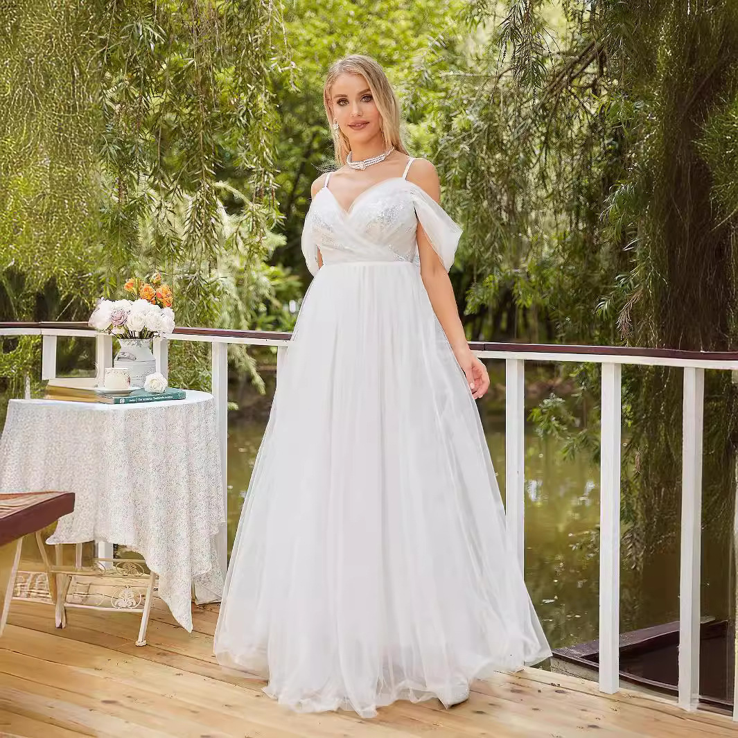 New Womens Wedding Bridal Dress Mesh Dress Grand Display