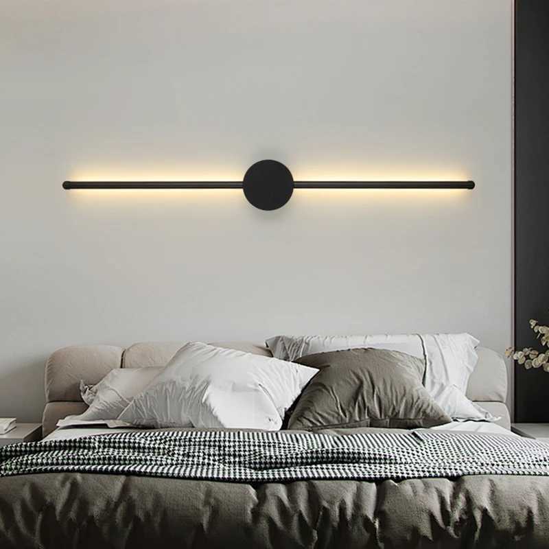 Wall Light Modern Long LED Light Black I-Shaped Wall Lamp Bedroom Living Room Corridor Interior Lighting Home Decor LightingXJ250526