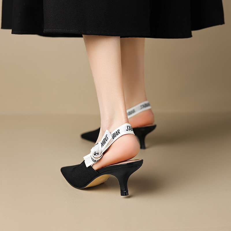 2025 New Women Dress Shoes Fashion Simple Design High heels Gentle Style Versatile Stylish Pointed Toe Solid Black Free shipping Hot