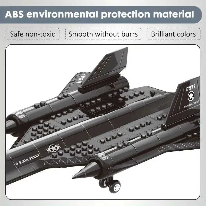 Military SR-71 Blackbird reconnaissance aircraft space building blocks small particle puzzle assembly toy M250526
