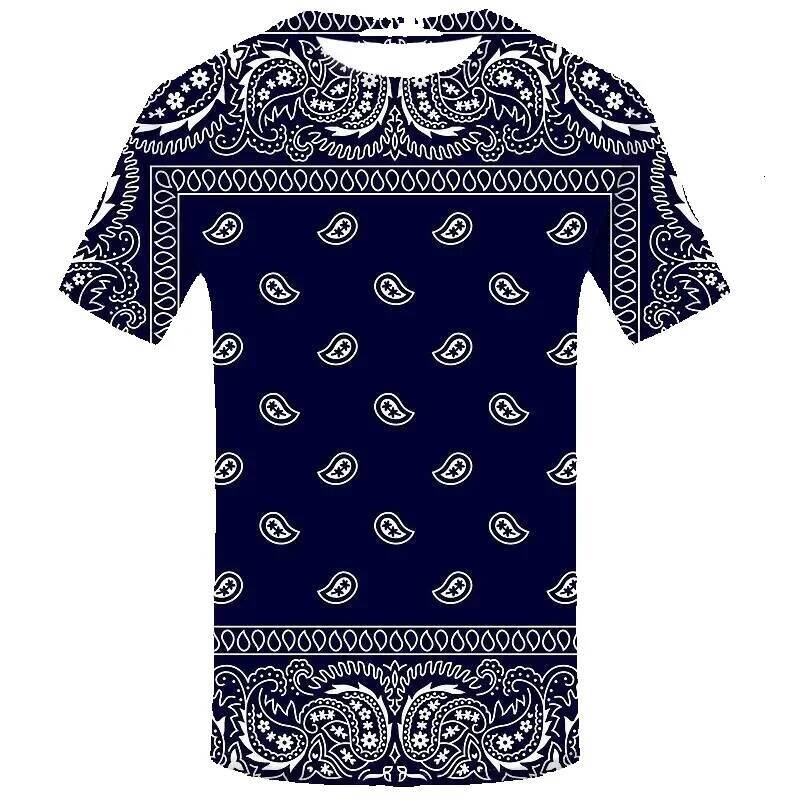 Fashion Bandana Graphic Men's 3D Printed Short Sleeve T-shirts, Casual Streetwear, Cool Oversized T-shirts