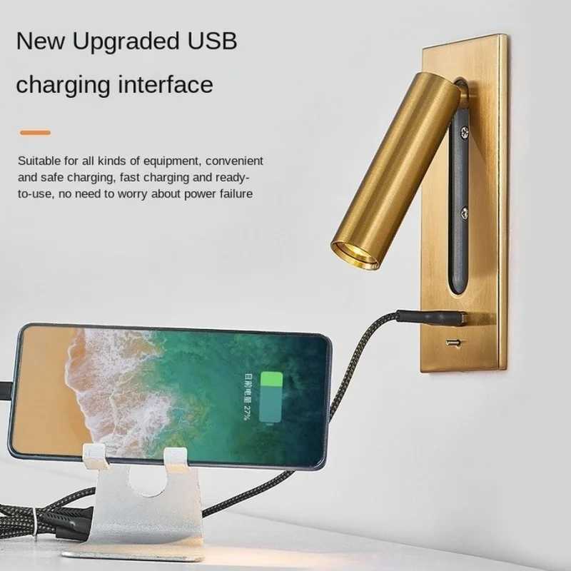 Indoor Wall Lamp with USB Charging Bedroom Decoration and Reading lighting 3W 85-265V Hotel Headboard LED Embedded Wall lampXJ250526