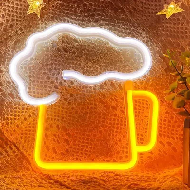Modern Beer LED Neon Sign USB/Battery Powered LED Light for Bedroom Room Decoration Gift Night Light Decoration Party Holiday W250526