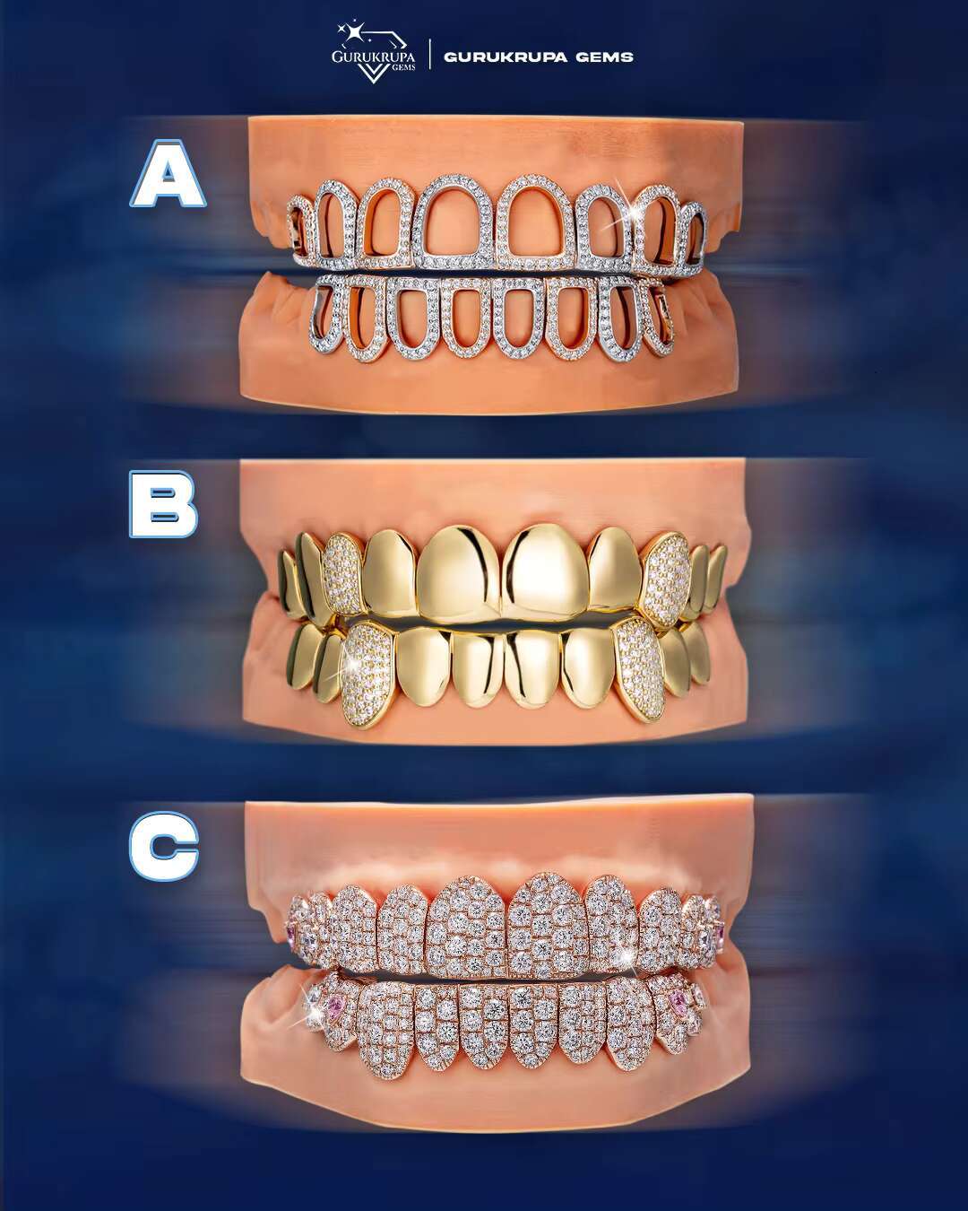 Hiphop Custom Grillz 925 Sterling Silver Honeycomb Setting Round Brilliant Cut Diamond Iced Out VVS Moissanite Grillz