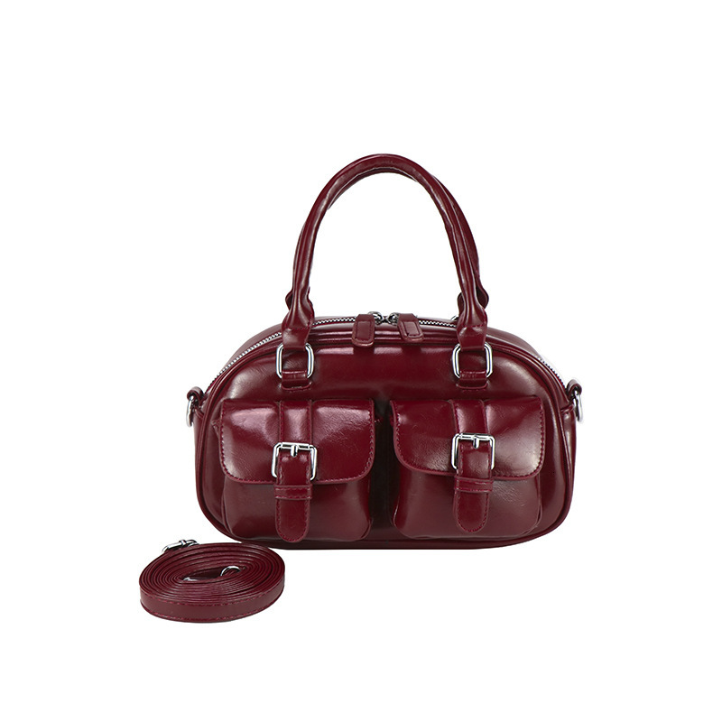 Korean Style Niche Bowling Ball Small for Women New Simple Texture Pillow Casual Commuter Shoulder Crossbody Bag Trendy