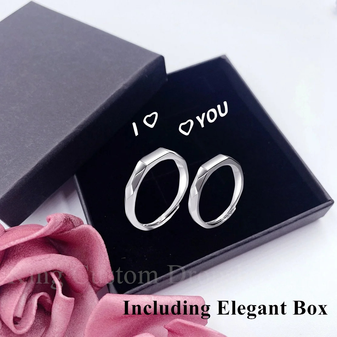 Adjustable Light Sculpte projection Reflective Couple Sterling Silver 925 Ring Valentines Day Wedding Anniversary Fashion Gift. 250519