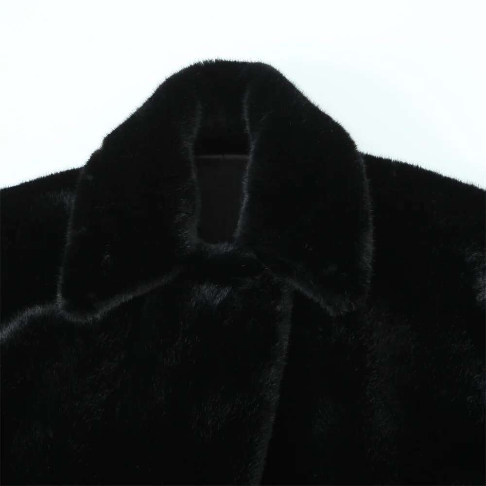 UNIZERA solid color loose warm coat autumn and winter new product, lapel long sleeved thick fur coat, women's clothing