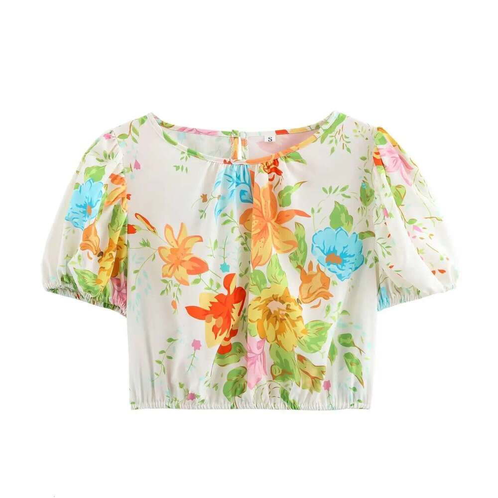 Pb&Za Summer New Women's Fashion Temperament Vacation Style Printed Short Sleeved Shirt High Waisted Skirt Two-Piece Set