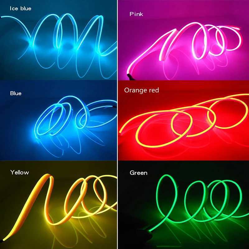 1M/3M/5M Neon LED Car Interior Decorative Lamps Strips USB Drive For DIY Decorative Dashboard Console Ambient Light Cold Light W250526