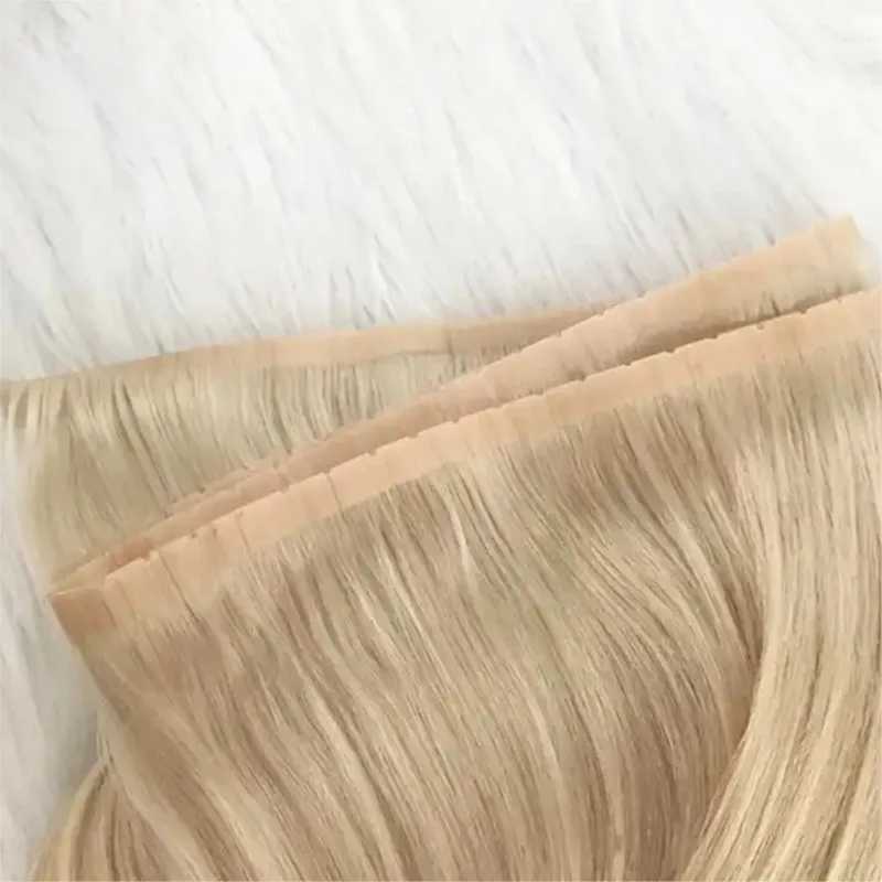 Invisible PU Weft Hair with Hole Human Hair Twin Tabs Injected On Tape PU Flat Weft No Glue Microlink Hole Weft Extensions S25526