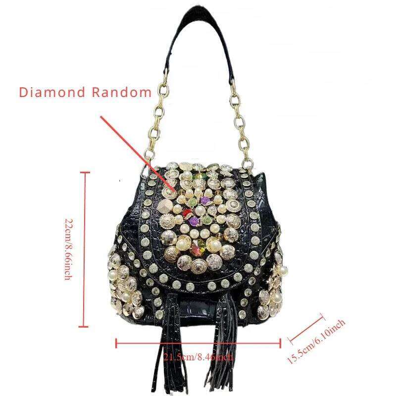 Women's Bags Designer Women's Fashion Dia Handbag Elegant Evening Beaded Light Backpack Crossbody Bag