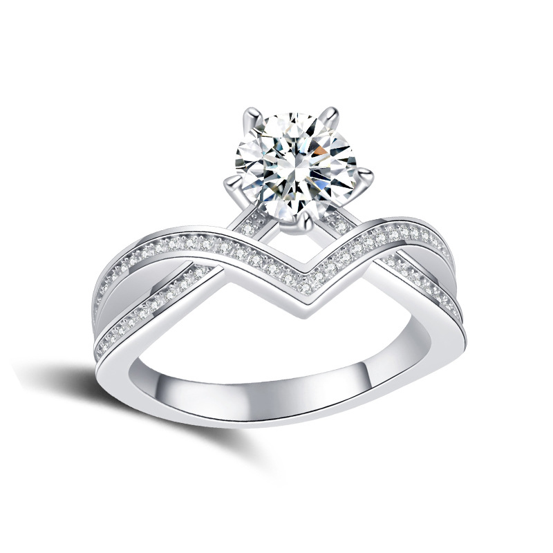 S925 Sterling Silver Green Gemstone Ring for Women V-Shaped Band with Zircon Fashion Minimalist Jewelry for Engagement or Gift