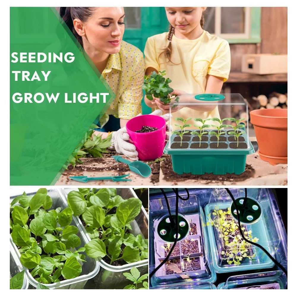 Plants Seed Starter Trays With Grow Light 12 Holes Per Tray Nursery Pots Lights For Home Plant Greenhouse Growing TraysXJ250526