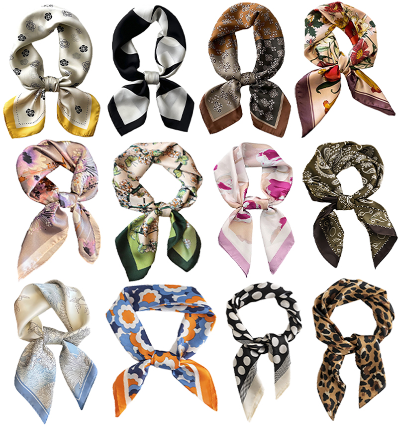 Silk Head 70x70cm Women Luxury Ring Scarf Classic Pattern Designer Shawl Satin Scarves New Gift Easy to Match Soft Touch for Bags Party Wedding Holiday