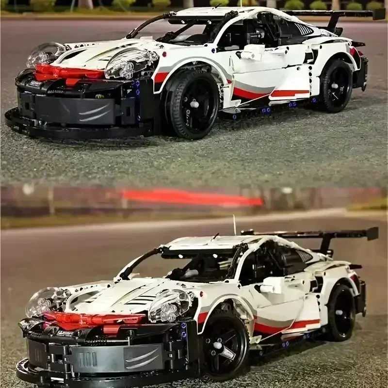 911Rsr 1580Pcs Technical Racing Building Blocks Electric Remote Control LED Lights Model Car MOC Bricks Birthday Adult Gift Toys M250526