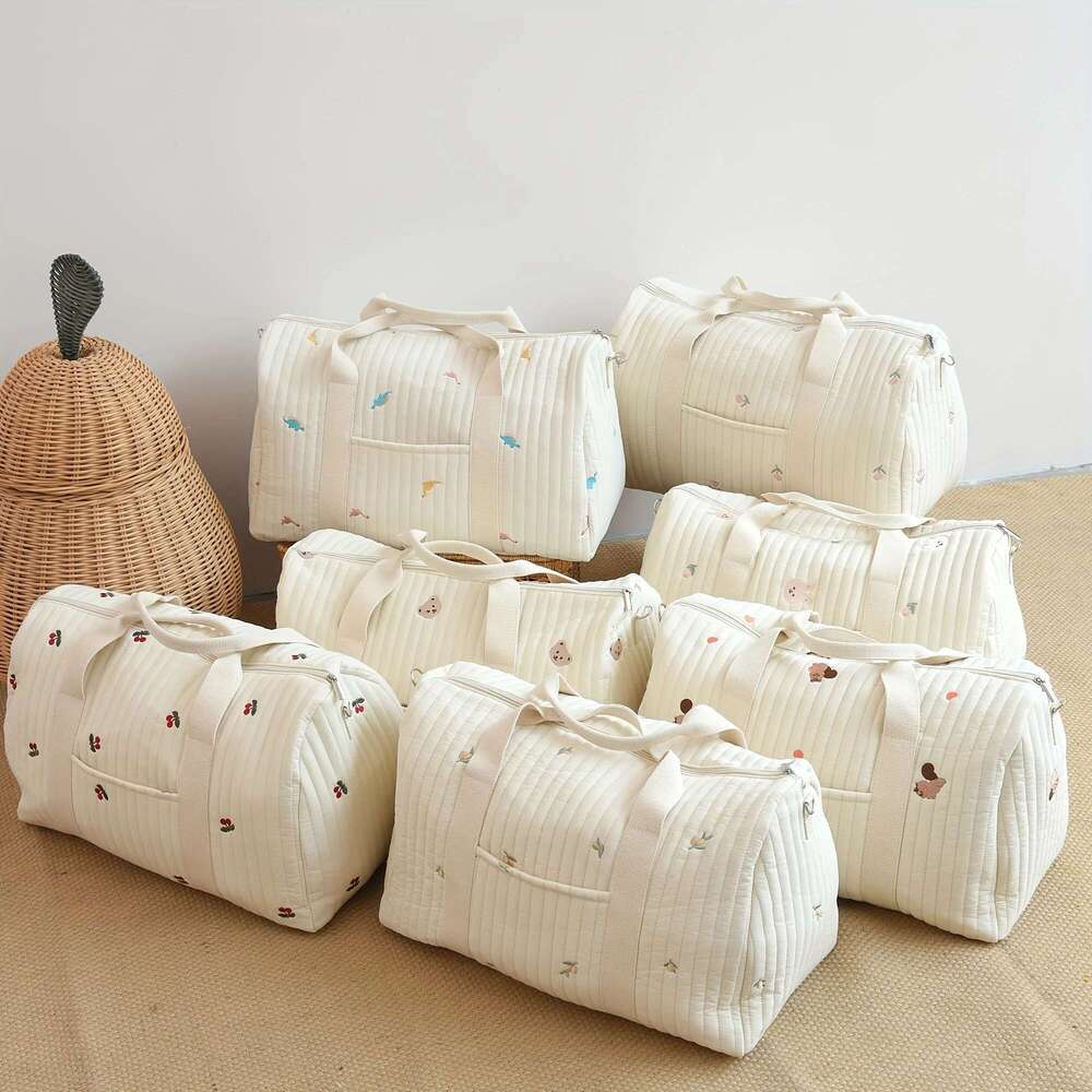 1pc Large Capacity Travel Duffel With Embroidered Design, Lightweight And Foldable, Shoulder Crossbody Bag