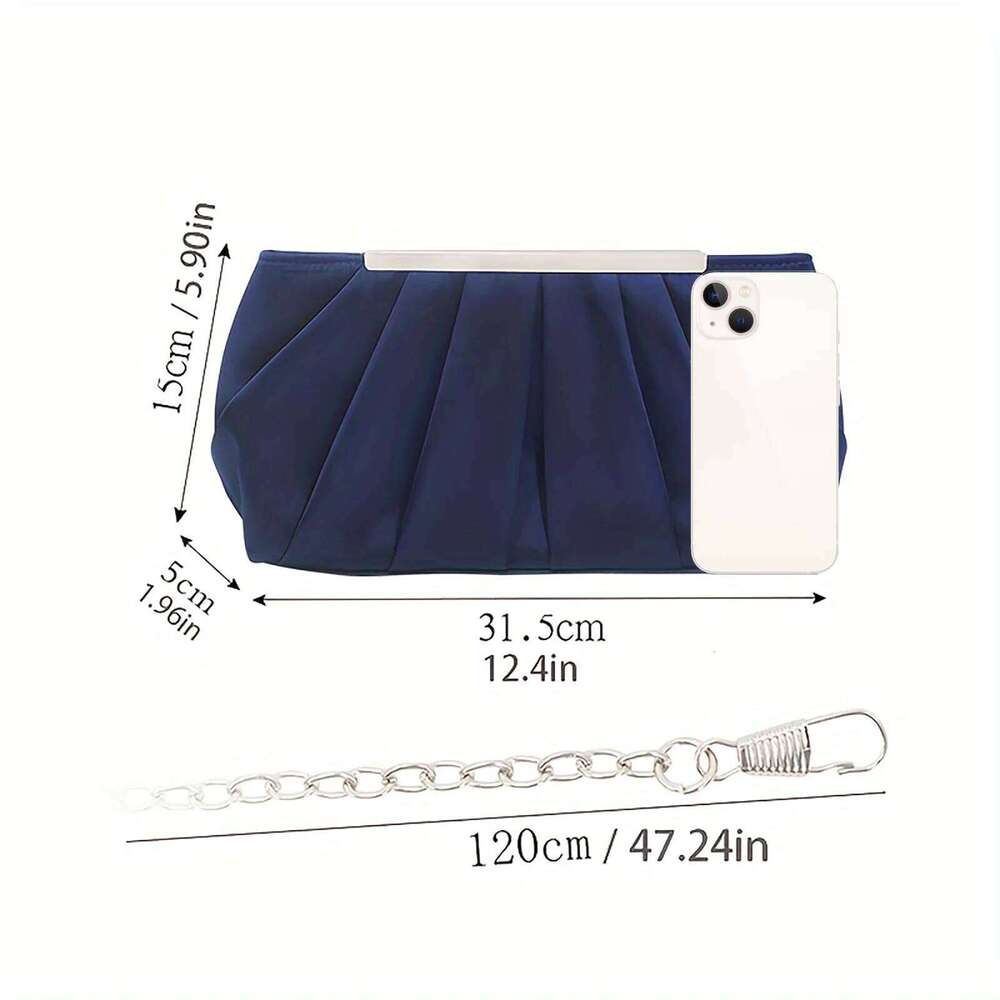 Women's Bags Designer European American Pleated Silk Polyester Dinner Simple And Generous Hand Bag, Large Capacity Ladies Bag