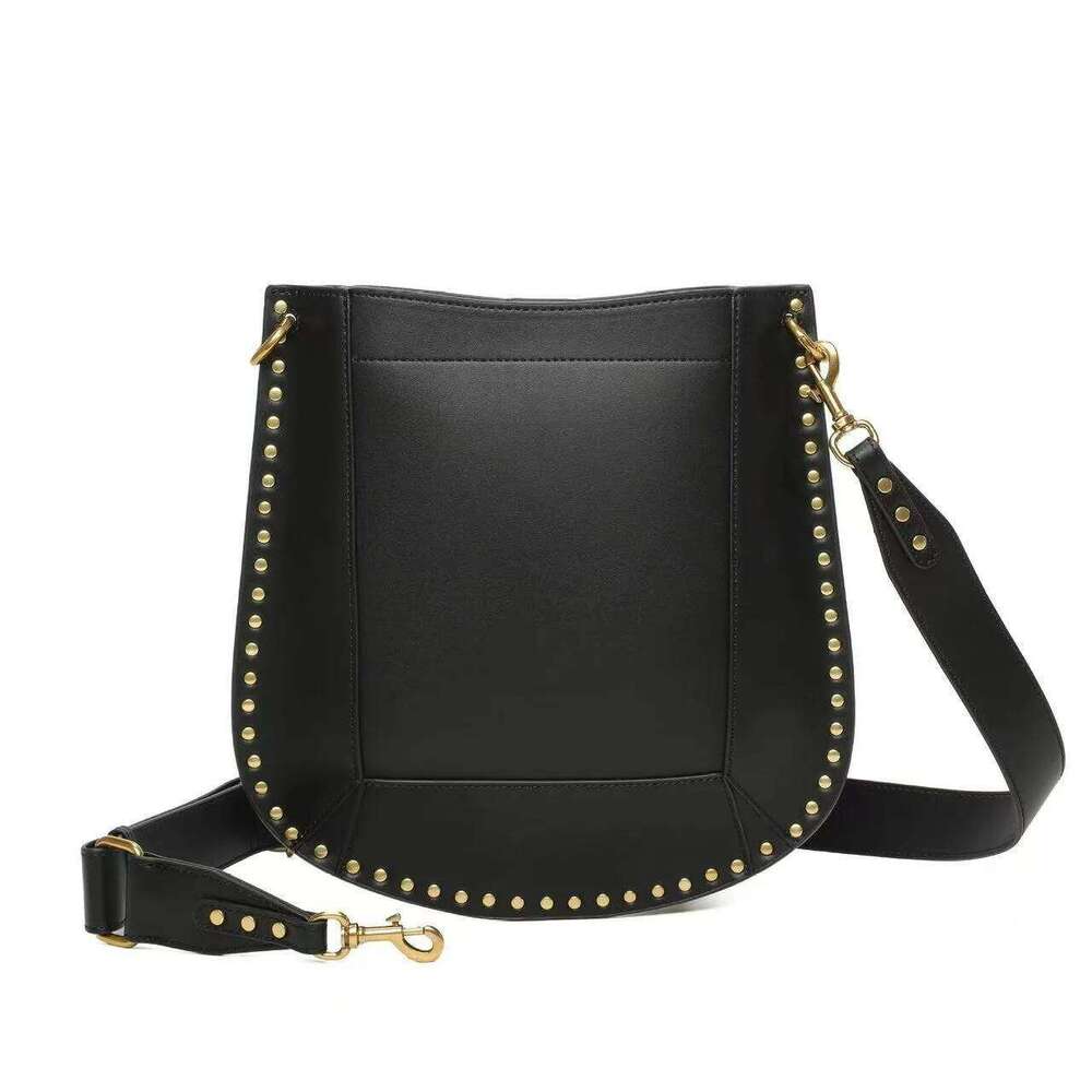 Women's Bags Designer European And American Retro IS Willow Nail Genuine Leather Shoulder Crossbody Bag, High-End Water Bucket Bag
