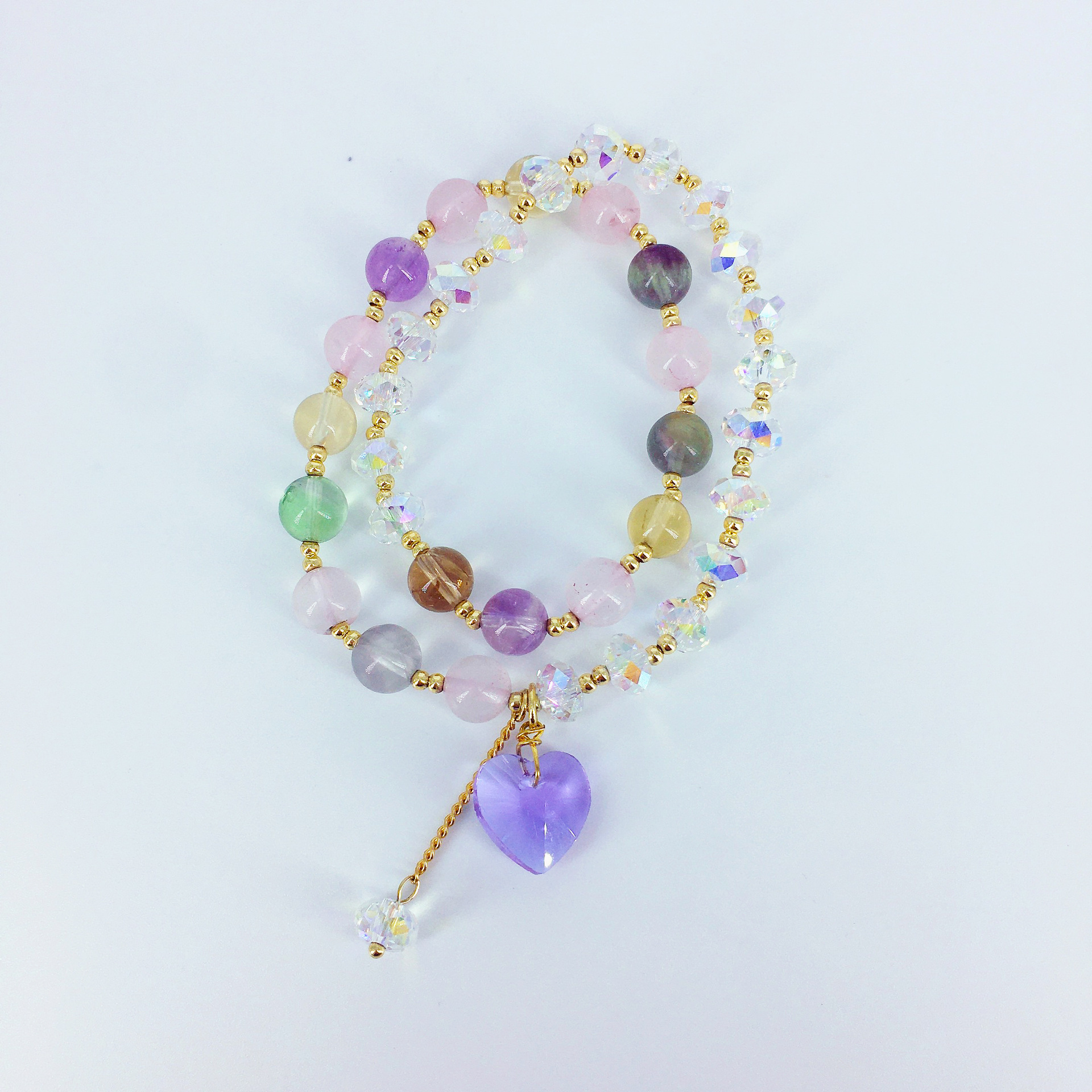 crystal double circle women's countryside style pendant, bracelet, live streaming accessory