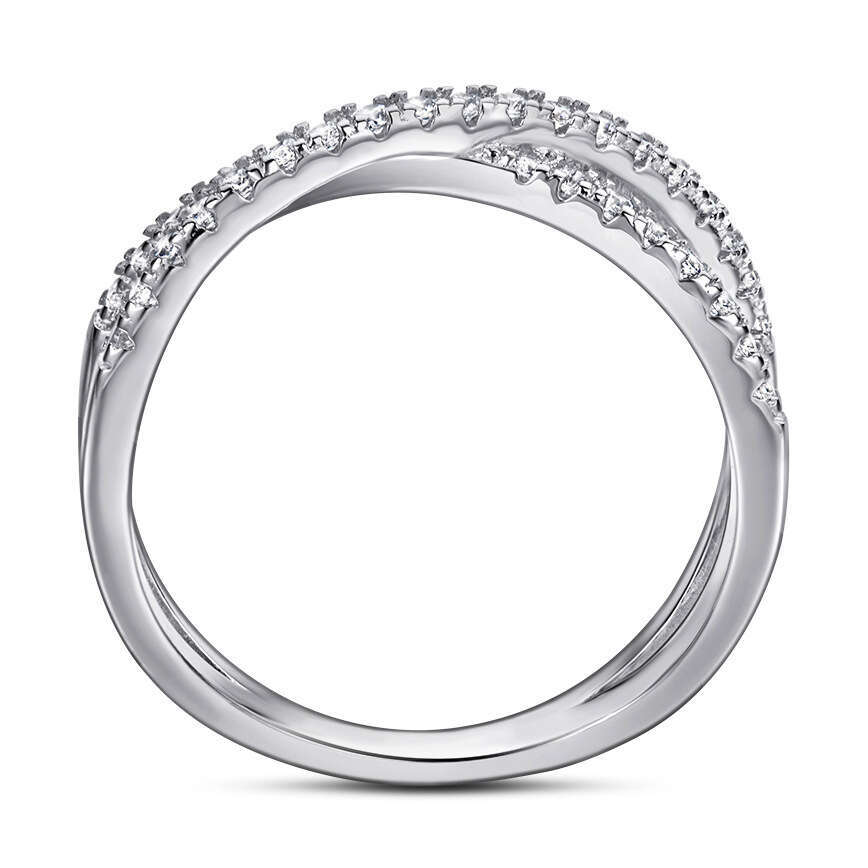 DHCollections Jewelry S Pure Silver Women's Fashion Double Row Diamond Zircon Accessory Ring