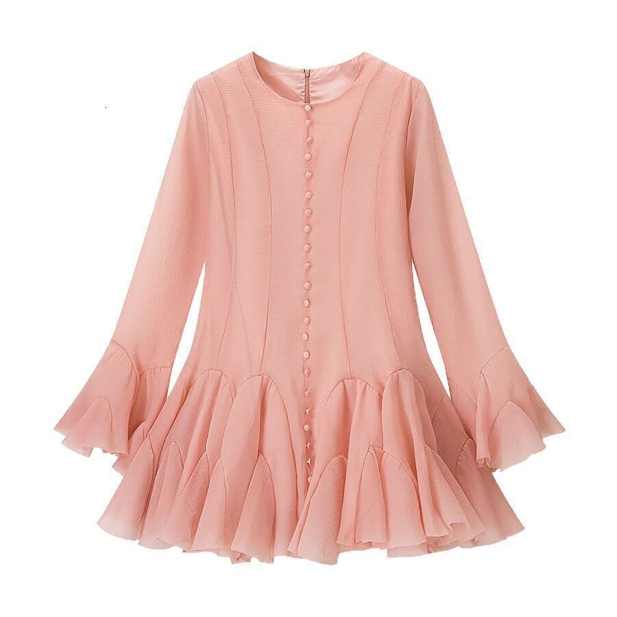 Backless Sexy Dress UC ZA Women S Fashion Niche Design Round Neck Flare Sleeve Elegant Waist Dress Sexy Flowy Dresses
