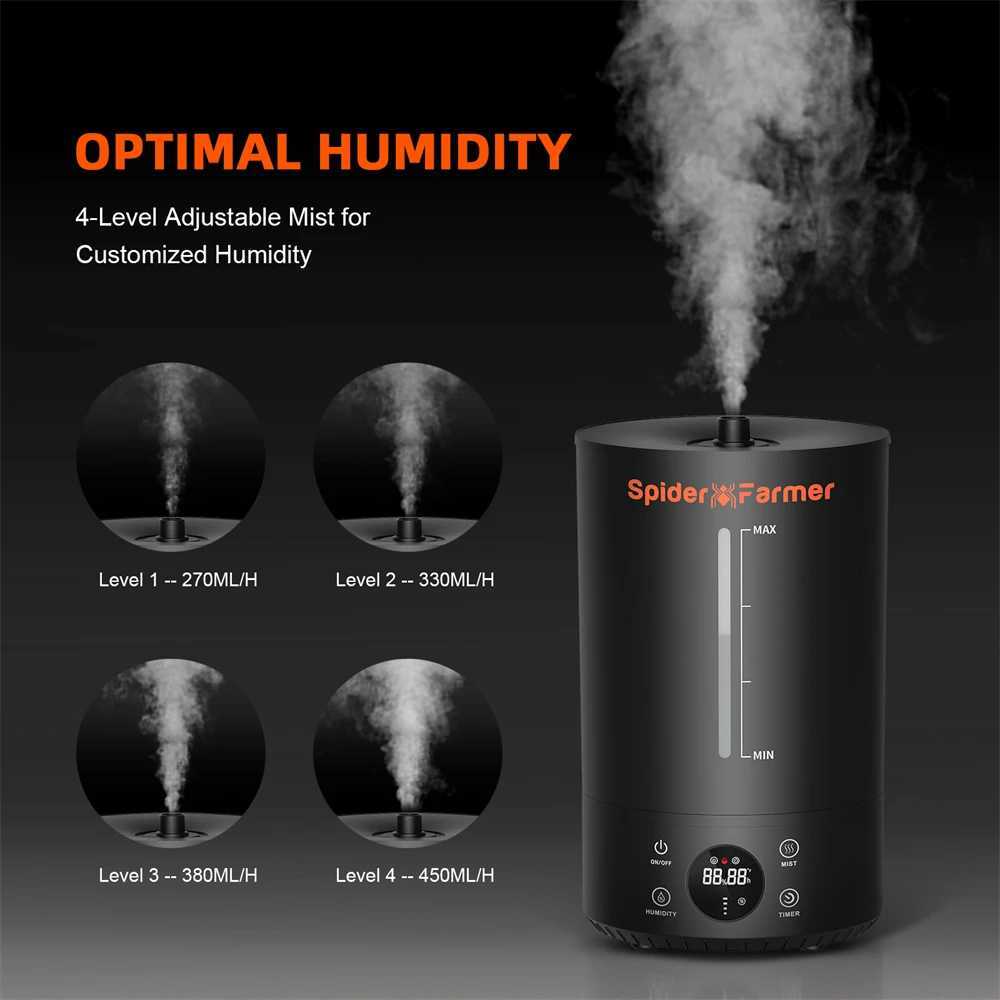Spider Farmer 6L Air Humidifier Cool Mist Diffuser Top Fill Ultrasonic for Plants Tent Home IndoorXJ250526