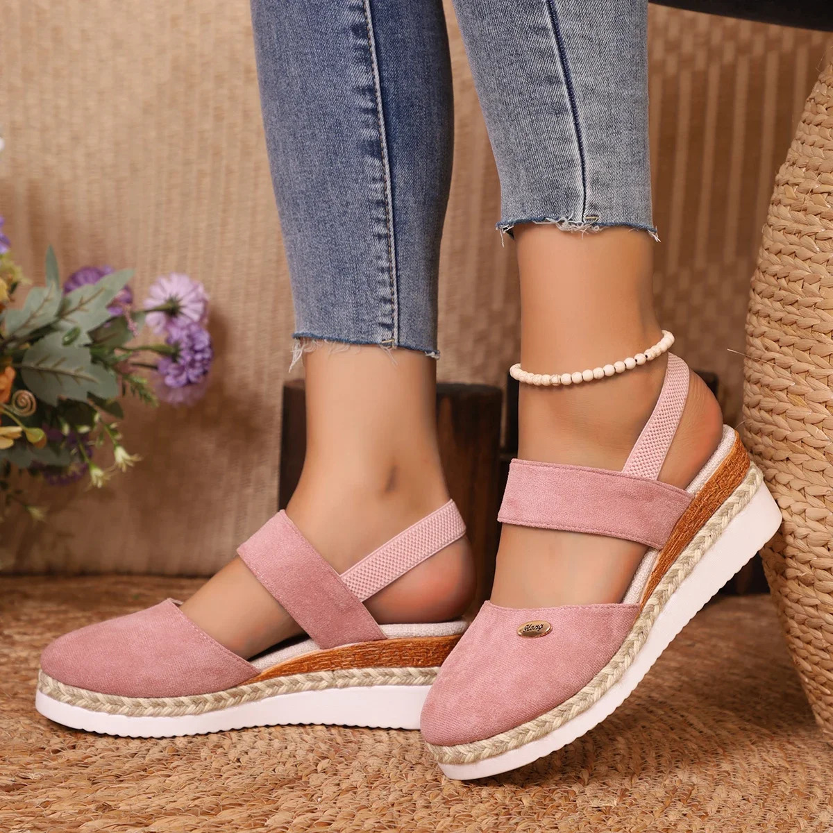 Women Closed Toe Wedge Sandals Summer Buckle Strap Gladiator Shoes Woman Fashion Espadrilles Platform Women 250526