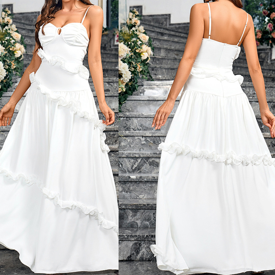 Small niche design style solid color slim fit elegant wedding dress camisole skirt