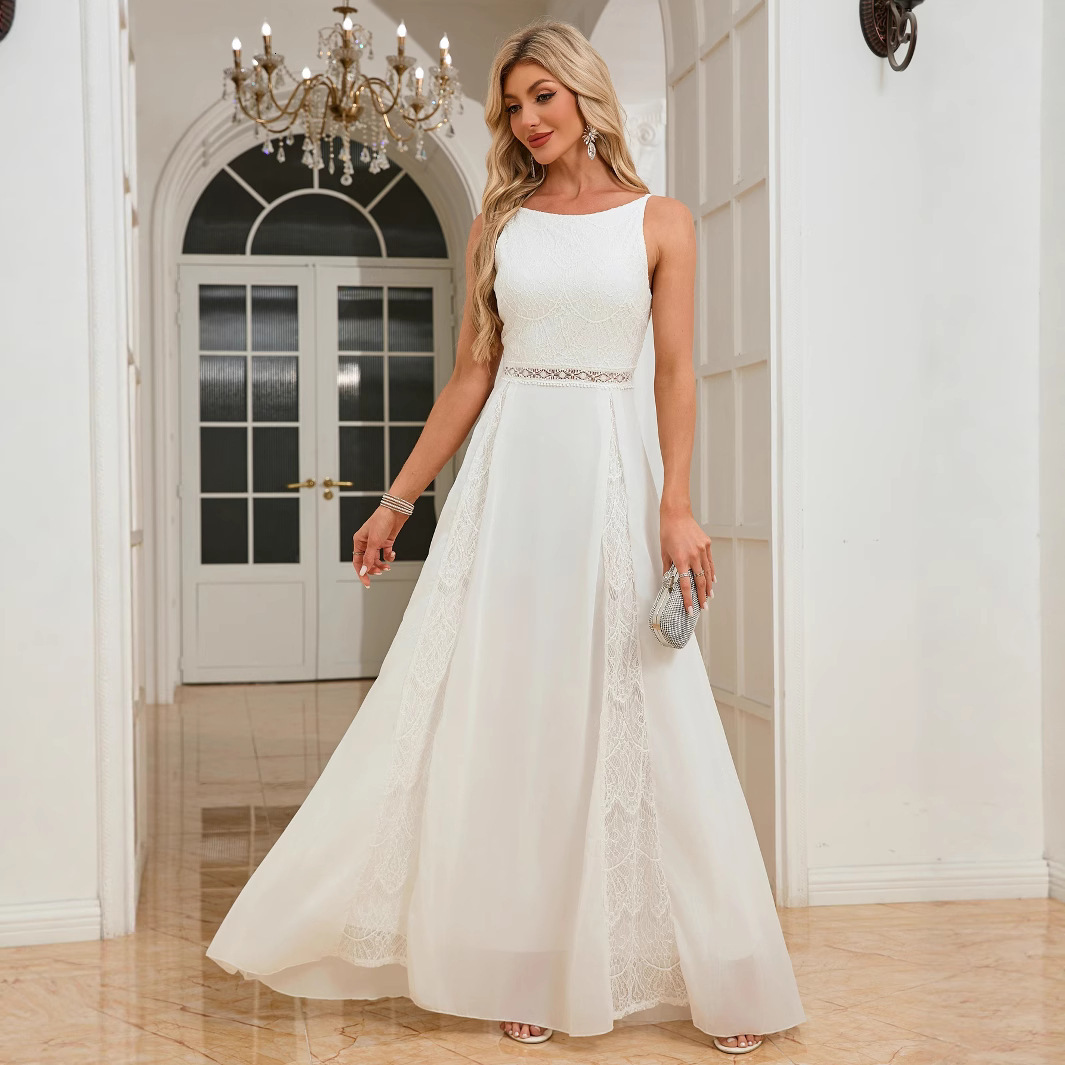 New long dress mesh dress bridesmaid dress elegant dress chiffon long dress