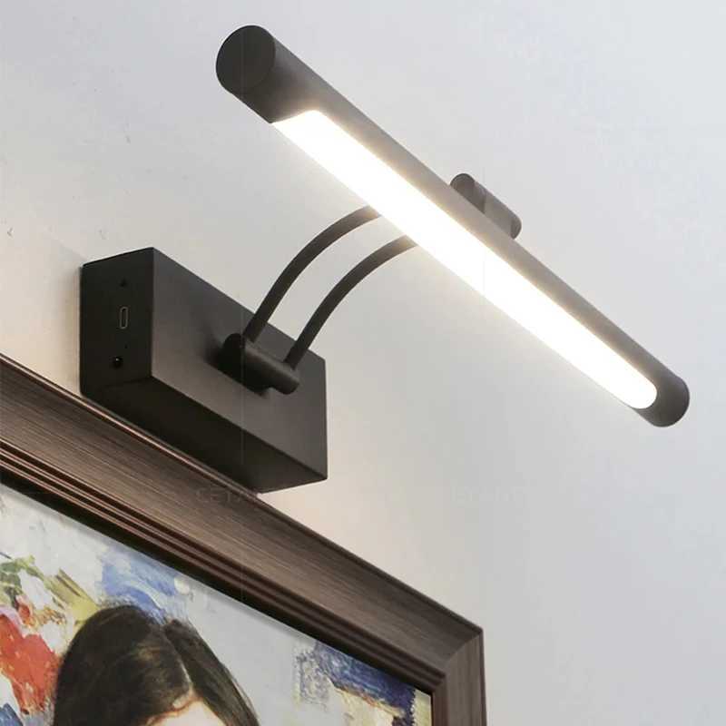 Rechargeable LED Wall Light Mirror Front Light Remote Control Black Gold Makeup Room Washbench Home Interior Decoration FixturesXJ250526