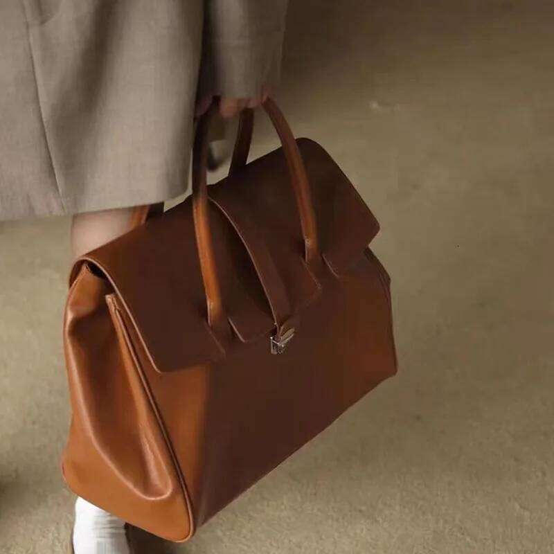 Retro Genuine Leather Tote 2025 New Top Layer Cowhide Large Capacity Briefcase Commuting Women's Bag