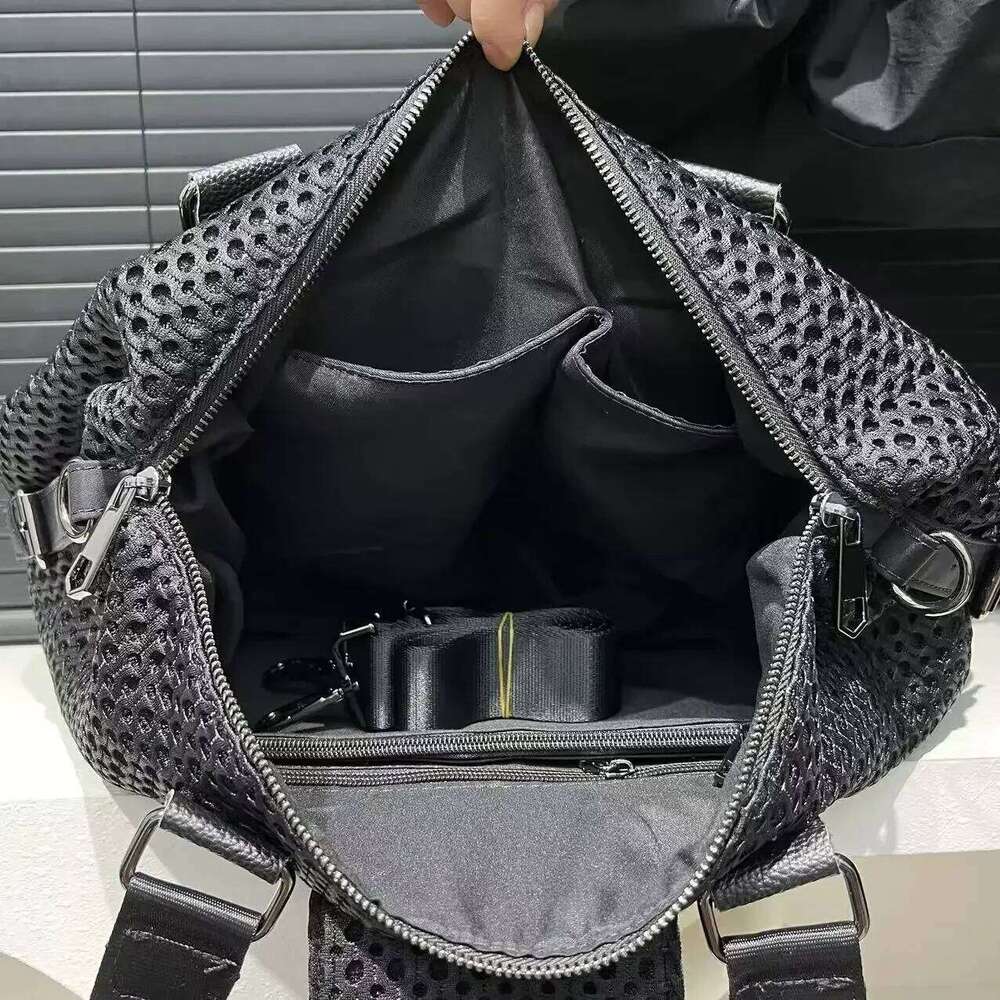 Women's Bags Designer Ladies' Fashion Mesh Splicing Casual Handbag With Multiple Pockets, Small Bear Patch, Single Shoulder Diagonal Cross B