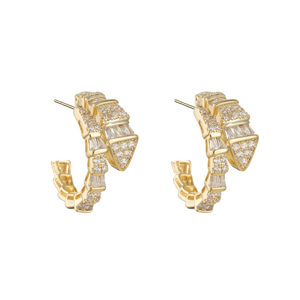 New Arrival European and American Cross border Zircon Snake shaped Earrings for Women Unique Design