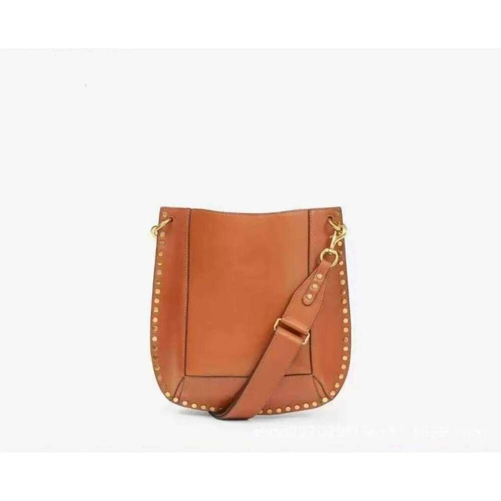 Women's Bags Designer European And American Retro IS Willow Nail Genuine Leather Shoulder Crossbody Bag, High-End Water Bucket Bag