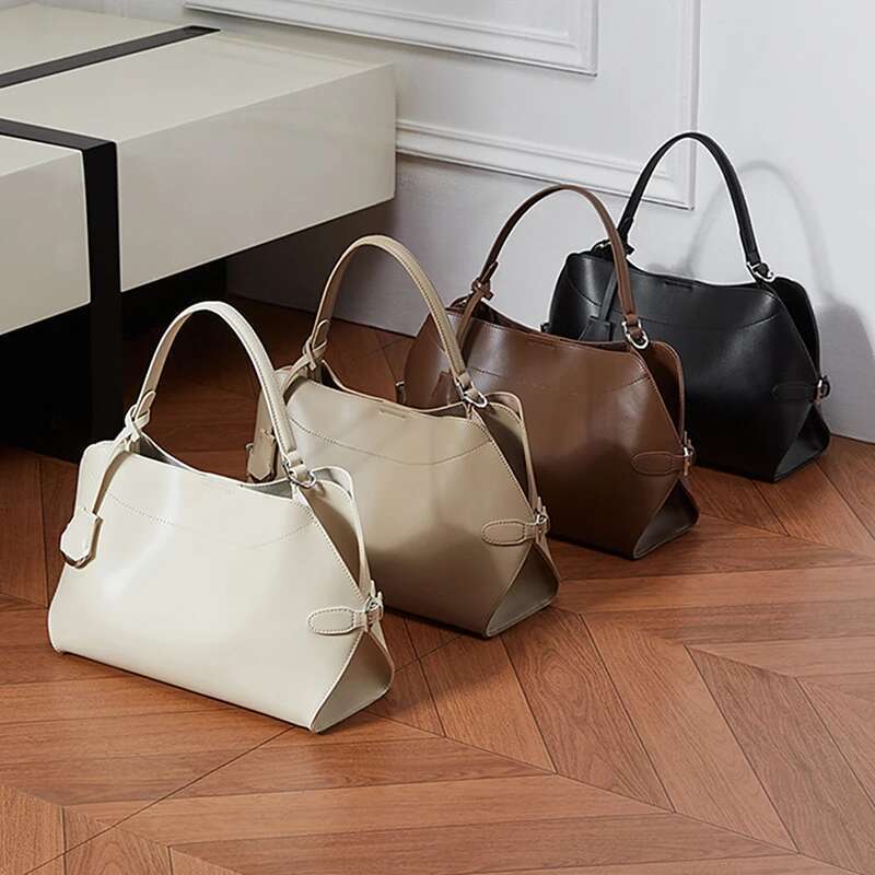 Toptrends Cowhide Genuine Leather Handbags For Women Designer Office Tote Shell Work Ladies Shoulder Crossbody Bags bag