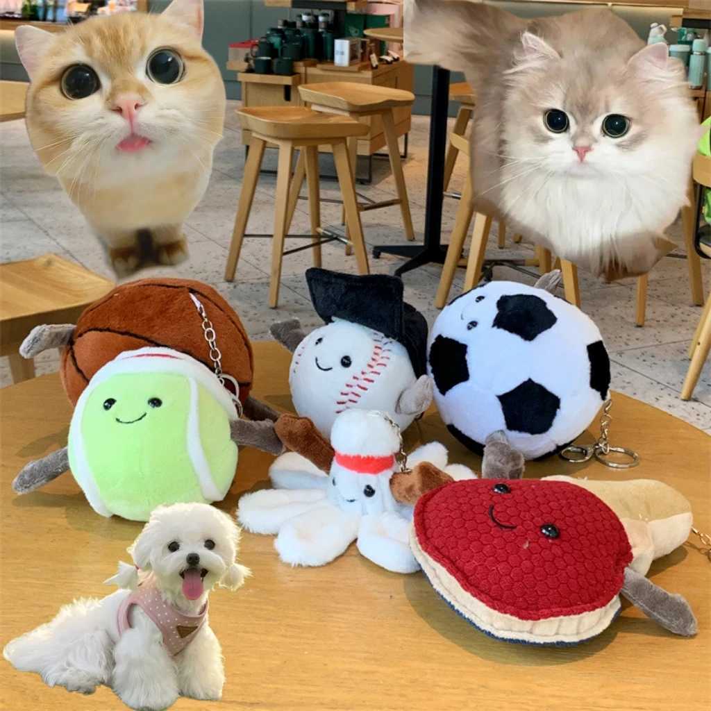 Kawaii Pet PlushToy s Sports Themed Keychains For Cat Dogs Men Girl Puppy Kitty Gift Ins-Trendy Adorable Chew Cute XJ250524