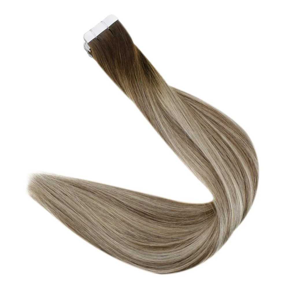 Download Remy Tape in Hair Extensions 100% Real Human Hair Straight Natural 12-24inch 20pcs 40pcs Double Sided PU Skin Weft Hair S25526