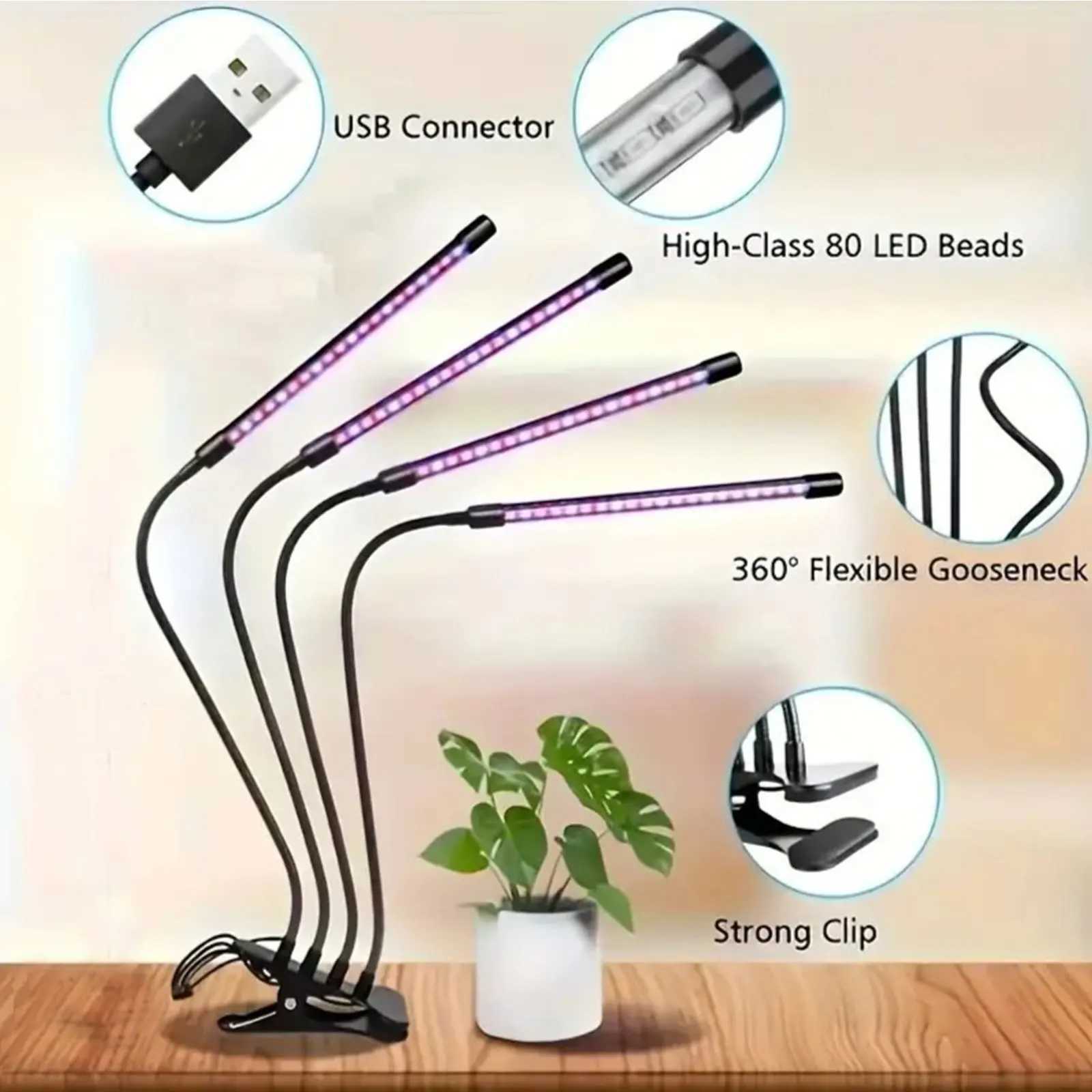 1pcs plant growth light 3/9/12h timer 3 lamp modes adjustable brightness indoor LED plant growth lightXJ250526