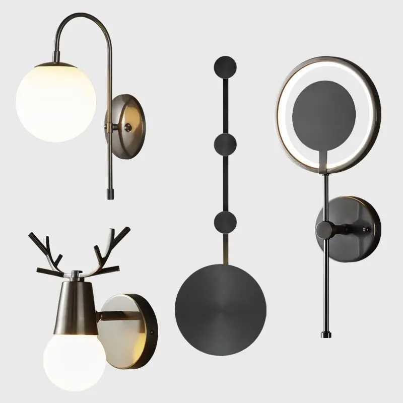 Modern Black LED Wall Lamp Nordic Mirror Light Fixture Living Room Bedside Bedroom Home Decoration Glass Real Copper Wall SconceXJ250526