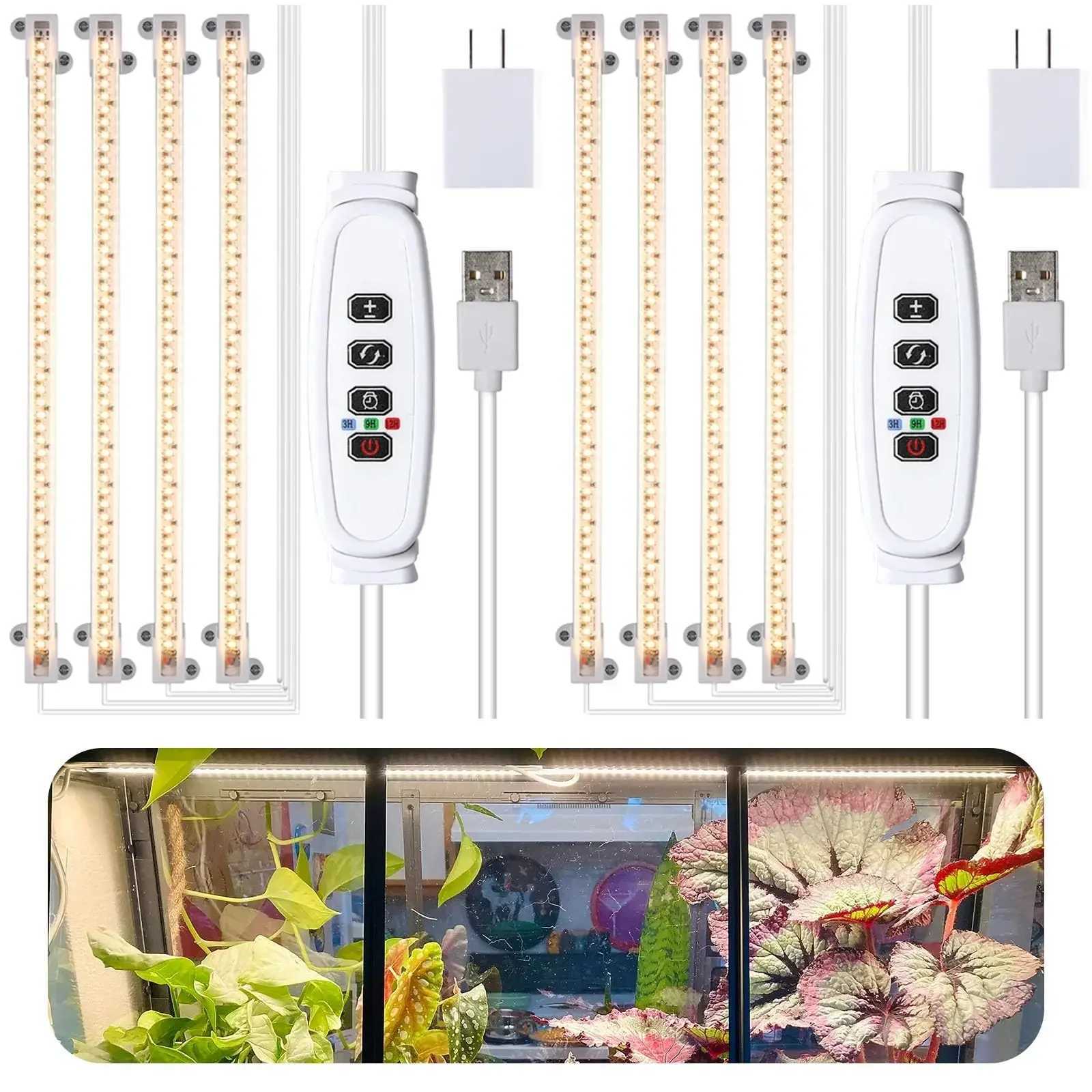 Full Spectrum LED Grow Light Strips with Auto Timer 4 Dimming Levels for Indoor Plants Greenhouse/Hydroponics/SucculentXJ250526