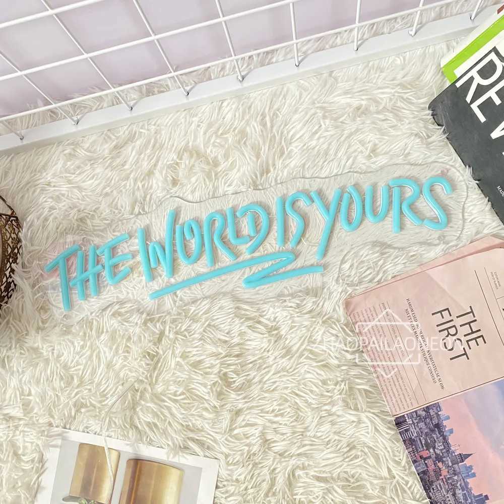 Neon Sign The World Is Yours Neon LED Sign Boy Girl Bedroom Game Room Decor Wall Hanging Neon Lights Personalized Gift Birthday W250526